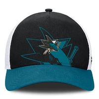 Casquette ajustable Fanatics San Jose Sharks Authentic Pro A-Frame Rink pour homme, noire/bleu sarcelle