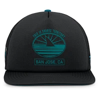 Casquette snapback en mousse Fanatics noire/bleu sarcelle pour homme San Jose Sharks Authentic Pro Hometown Rink