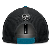 Casquette snapback en mousse Fanatics noire/bleu sarcelle pour homme San Jose Sharks Authentic Pro Hometown Rink