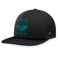 Casquette snapback en mousse Fanatics noire/bleu sarcelle pour homme San Jose Sharks Authentic Pro Hometown Rink