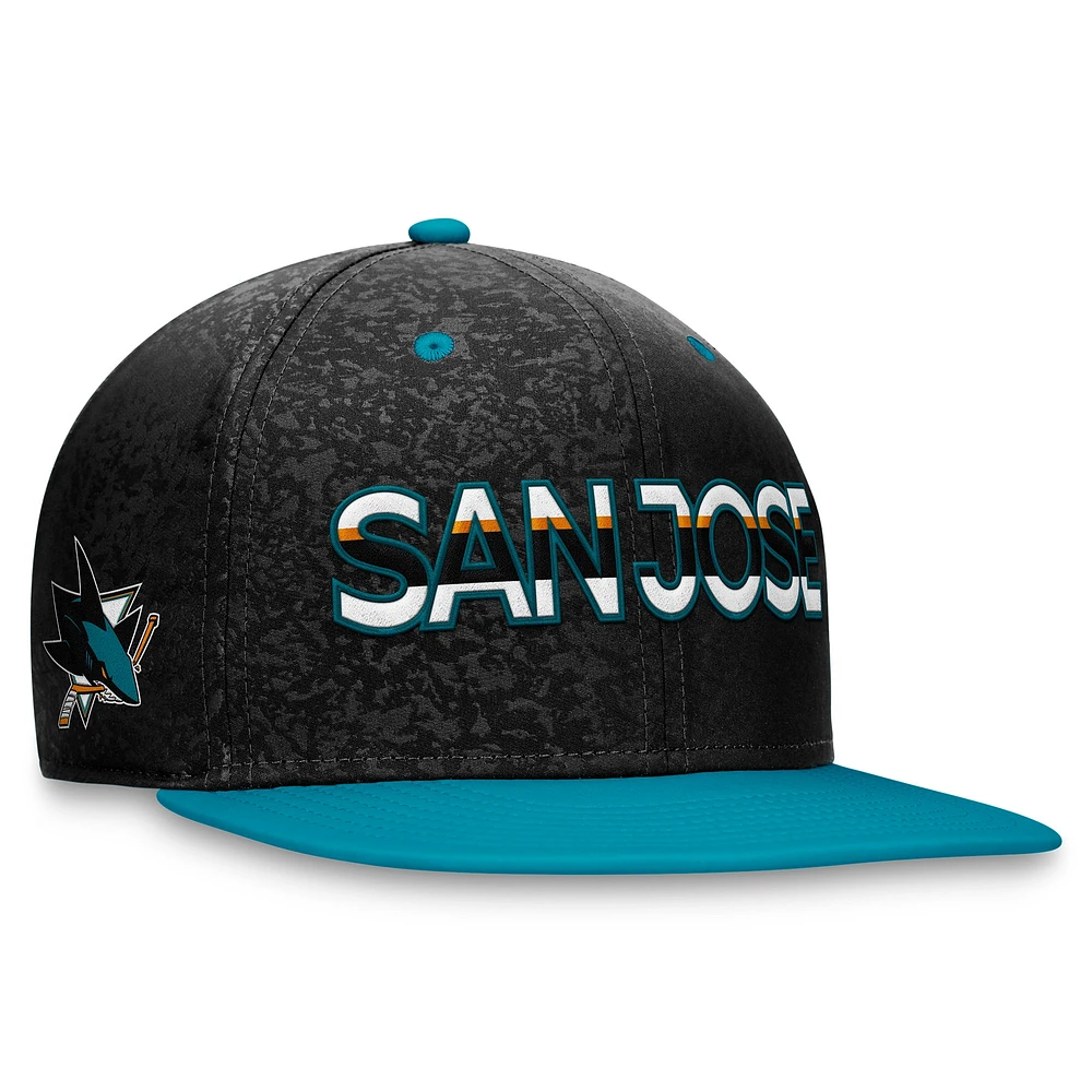 Men's Fanatics  Black/Teal San Jose Sharks Authentic Pro Rink Two-Tone Snapback Hat