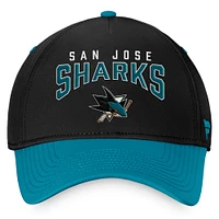 Men's Fanatics Black/Teal San Jose Sharks Fundamental 2-Tone Flex Hat