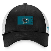 Men's Fanatics Black/White San Jose Sharks Authentic Pro Rink Trucker Snapback Hat