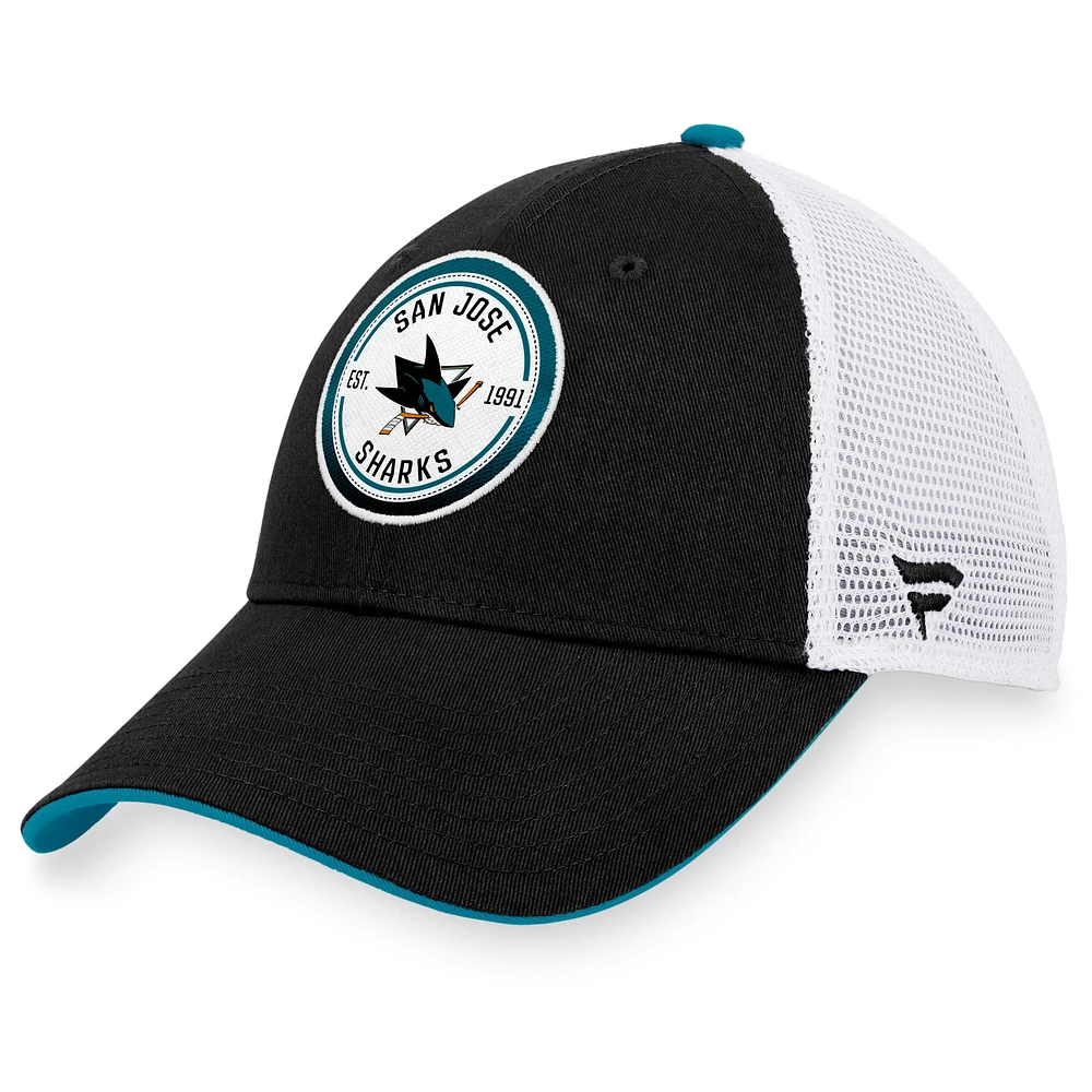 Casquette snapback emblématique dégradée pour hommes Fanatics noir/blanc San Jose Sharks