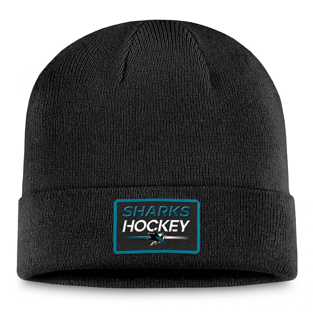 Men's Fanatics  Black San Jose Sharks Authentic Pro Cuffed Knit Hat