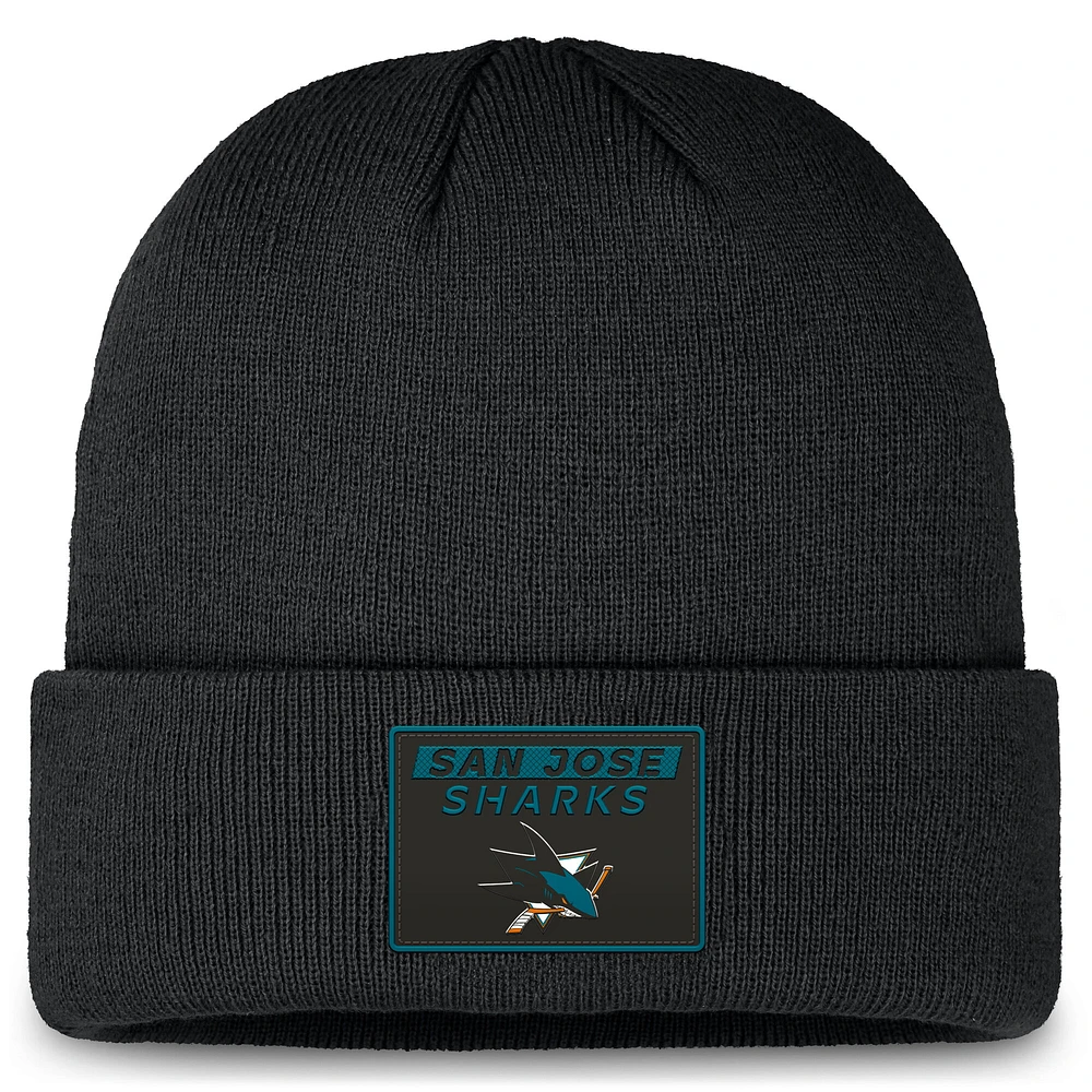 Bonnet en tricot à revers authentique Fanatics Black San Jose Sharks pour homme