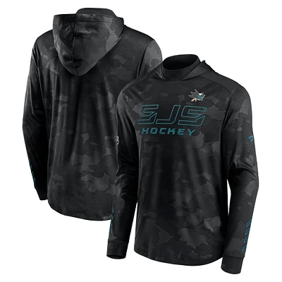 Men's Fanatics Black San Jose Sharks Authentic Pro Locker Room Camo Pullover Hoodie