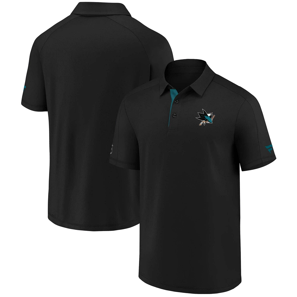 Polo de performance authentique Pro Locker Room Fanatics pour hommes, noir, San Jose Sharks