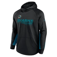 Sweat à capuche raglan authentique Pro Locker Room Fanatics pour hommes, noir, San Jose Sharks