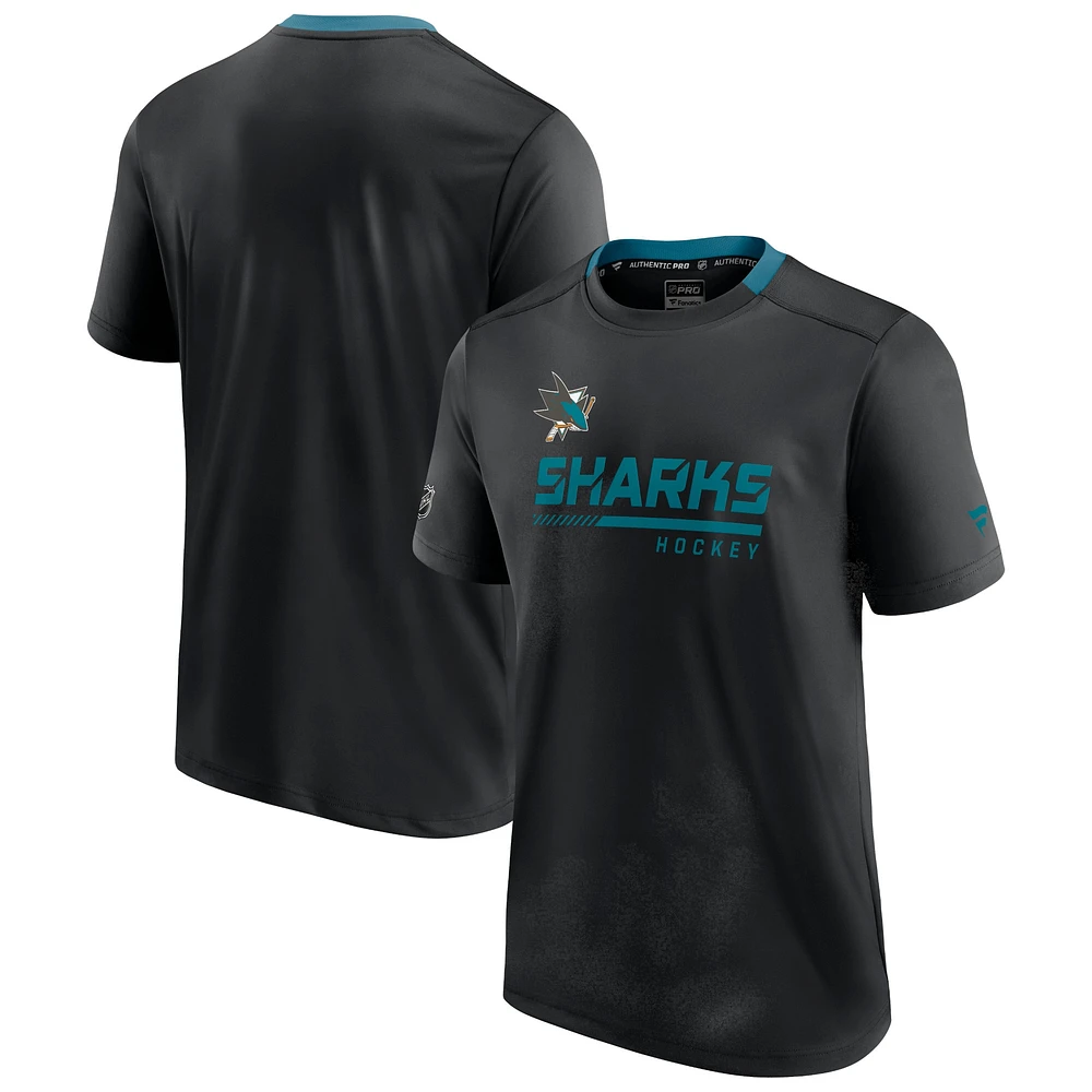 T-shirt authentique Pro Locker Room Fanatics pour hommes, noir, San Jose Sharks