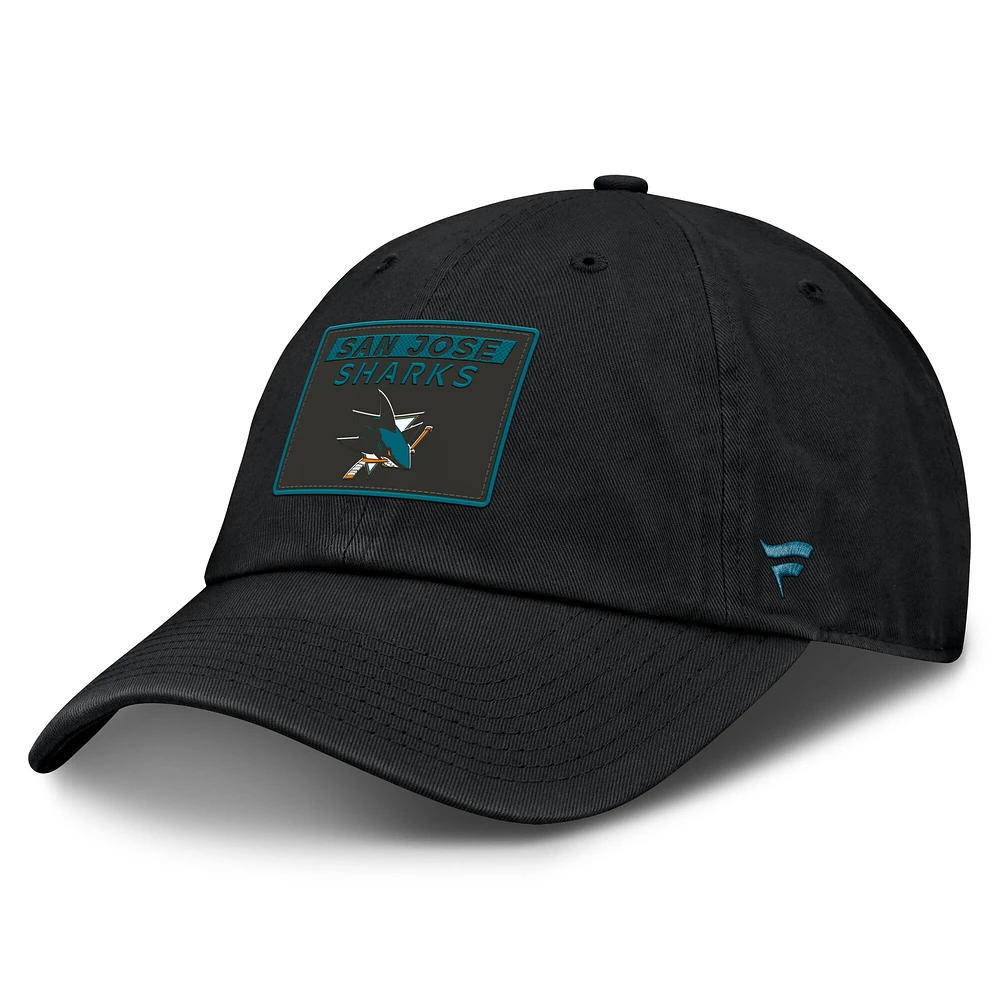 Casquette ajustable authentique Pro Prime Fanatics noire pour homme des Sharks de San Jose