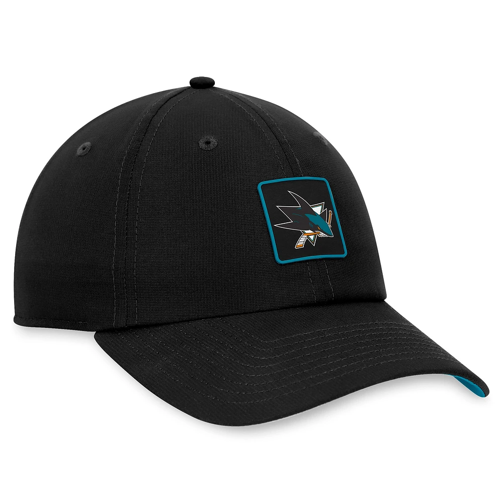 Chapeau réglable noir San Jose Sharks Authentic Pro Rink Fanatics pour hommes