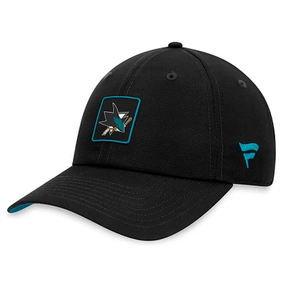 Chapeau réglable noir San Jose Sharks Authentic Pro Rink Fanatics pour hommes