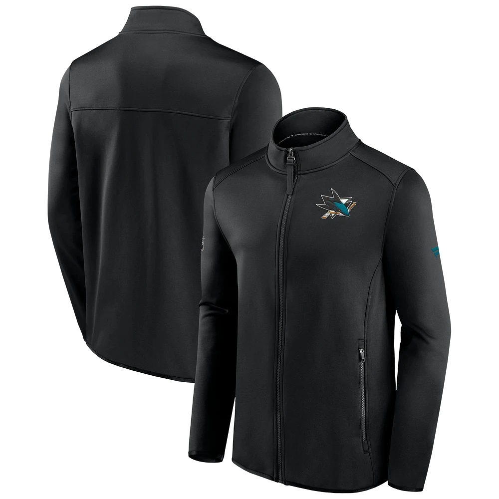 Men's Fanatics Black San Jose Sharks Authentic Pro Rink Fleece Full-Zip Jacket