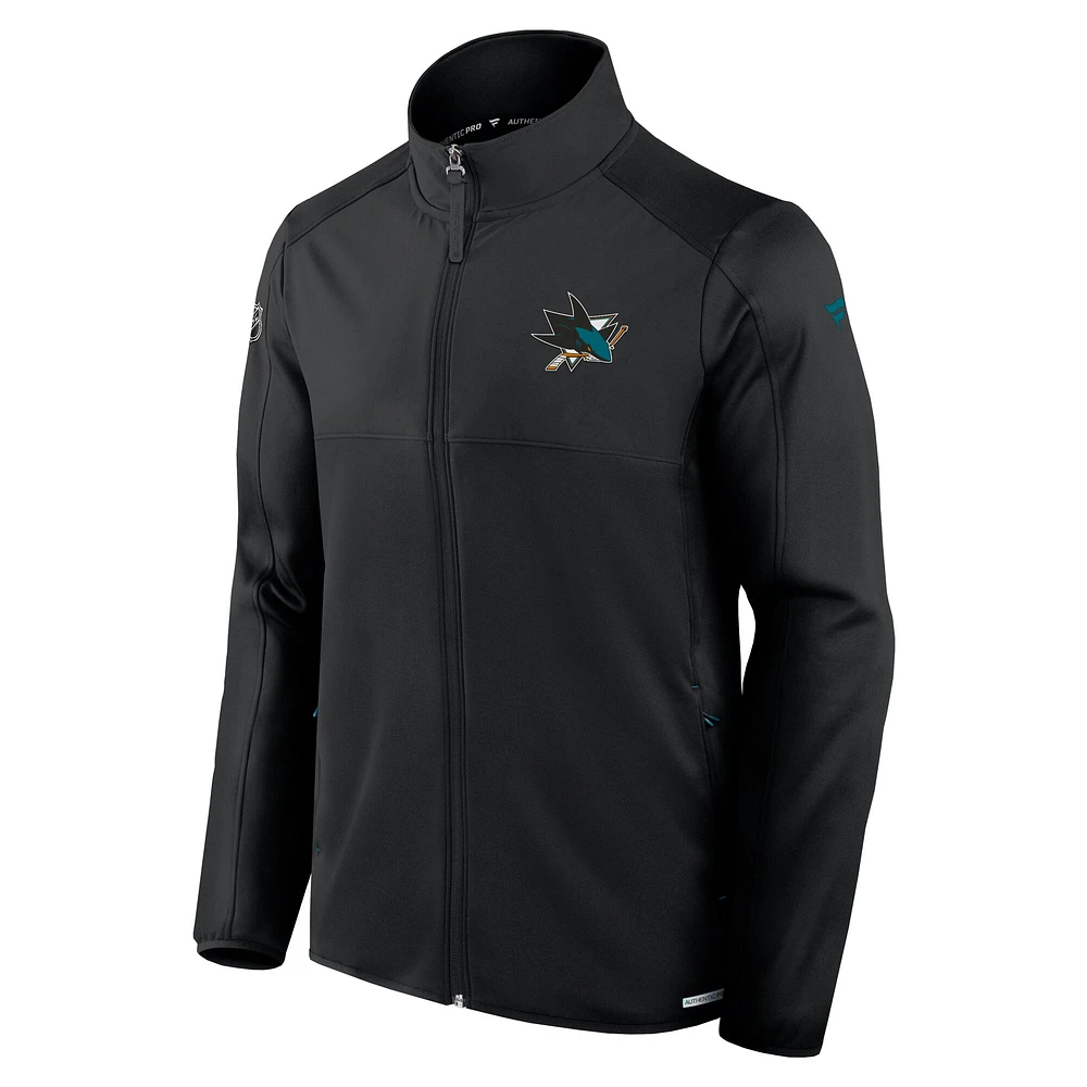 Men's Fanatics  Black San Jose Sharks Authentic Pro Rink Fleece Full-Zip Jacket