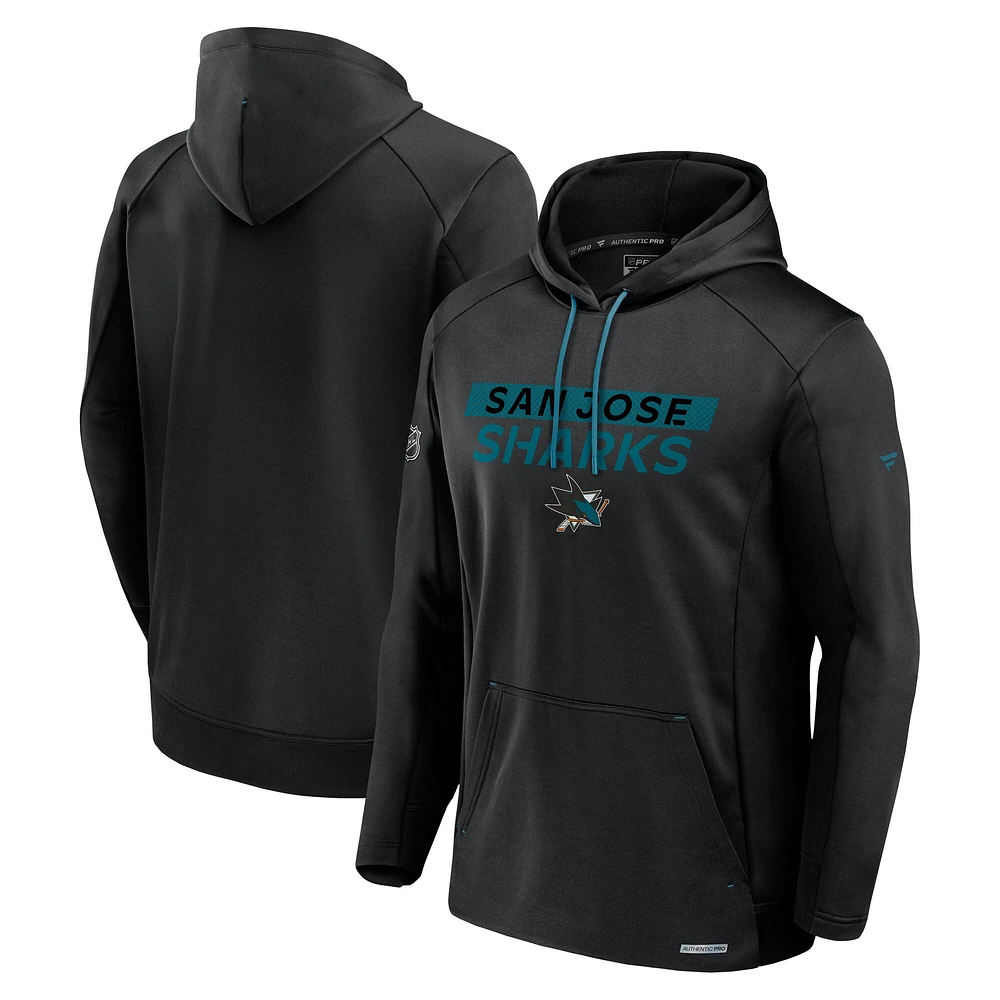 Men's Fanatics  Black San Jose Sharks Authentic Pro Rink Fleece Pullover Hoodie