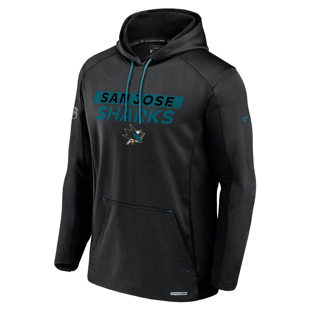 Men's Fanatics  Black San Jose Sharks Authentic Pro Rink Fleece Pullover Hoodie