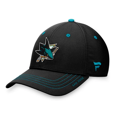 Casquette Flex Authentic Pro Rink Fanatics pour hommes, noire, San Jose Sharks