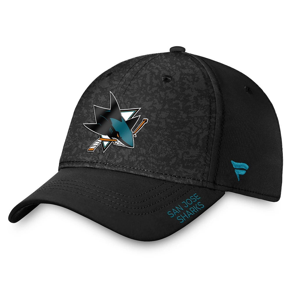 Casquette Fanatics noire authentique Pro Rink Flex des Sharks de San Jose pour hommes