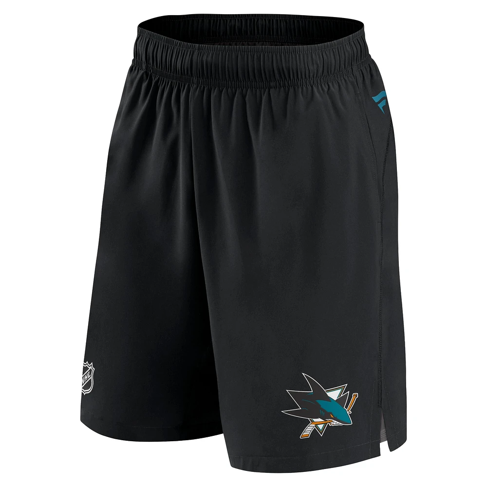 Short de patinoire authentique Pro Rink Fanatics noir pour hommes des Sharks San Jose