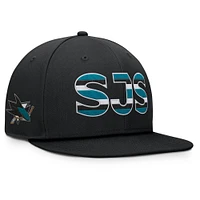 Casquette Snapback authentique Pro Rink Fanatics noire pour homme des Sharks de San Jose