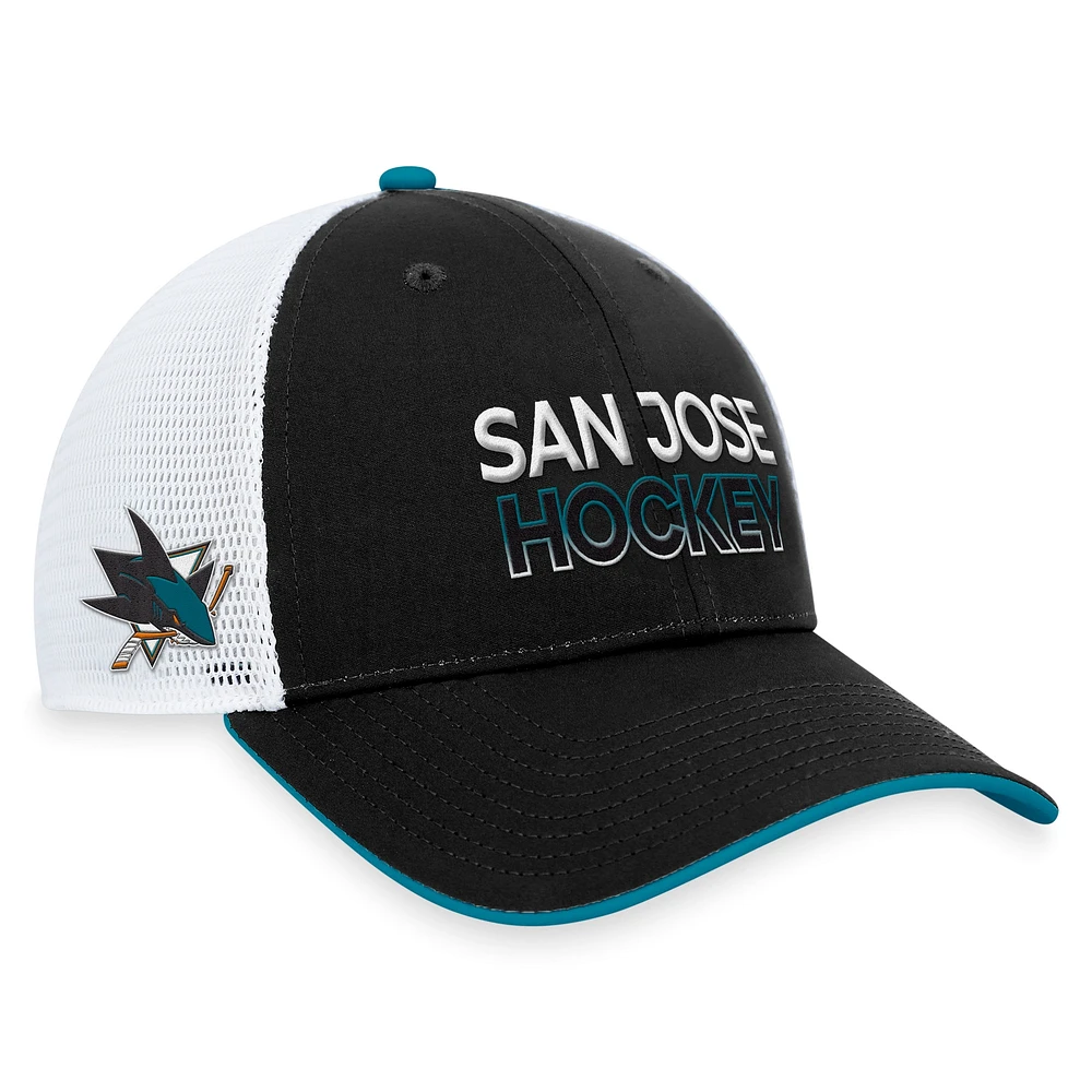 Men's Fanatics  Black San Jose Sharks Authentic Pro Rink Trucker Adjustable Hat