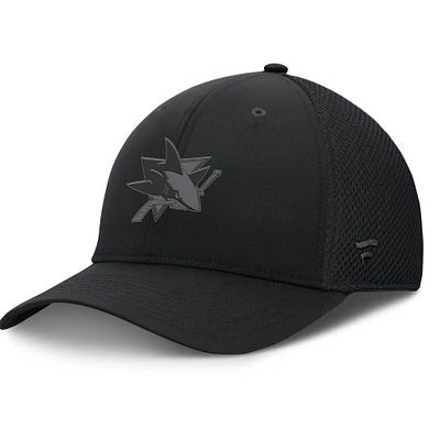 Casquette Fanatics noire pour homme avec logo authentique Pro Road Flex des Sharks de San Jose