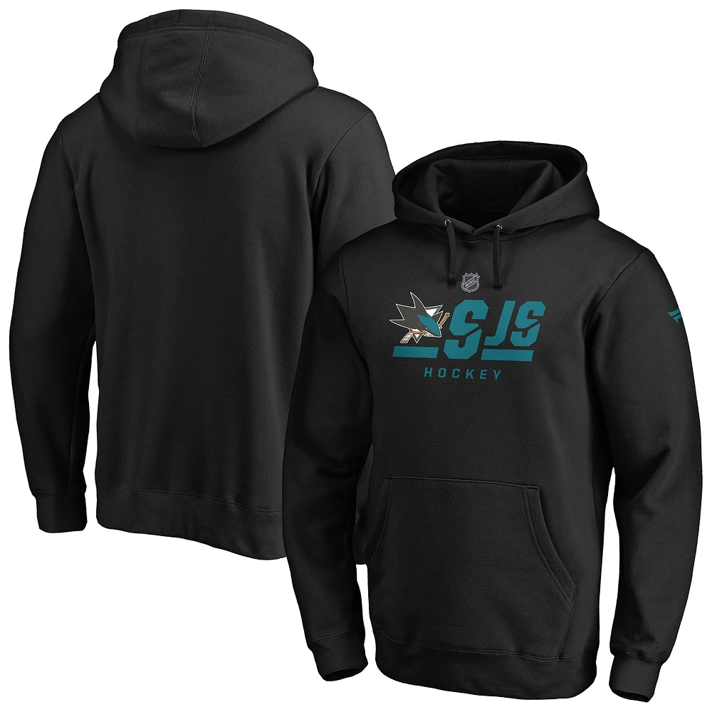 Men's Fanatics Black San Jose Sharks Authentic Pro Secondary Logo Pullover Hoodie