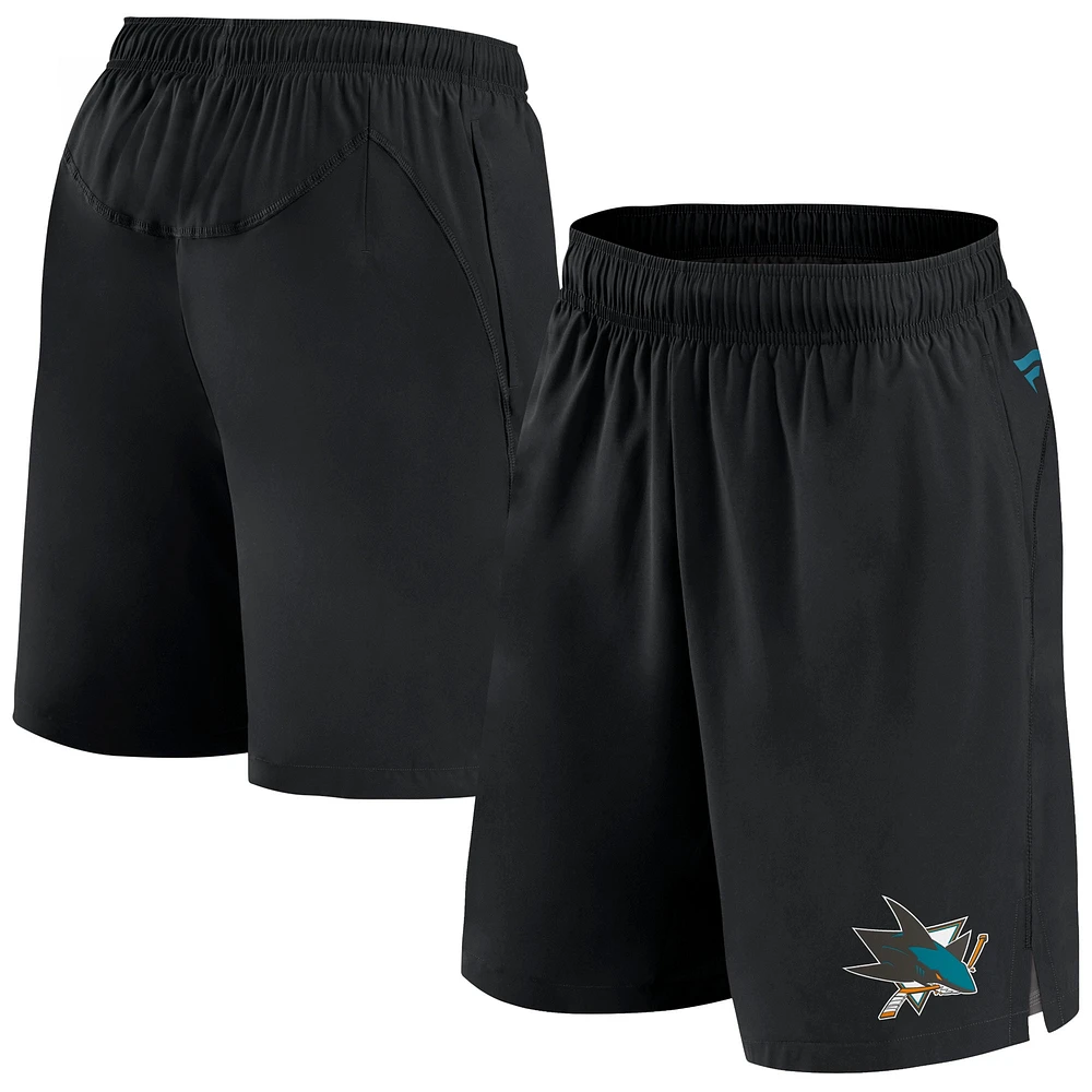 Short Pro Tech authentique Fanatics noir San Jose Sharks pour hommes