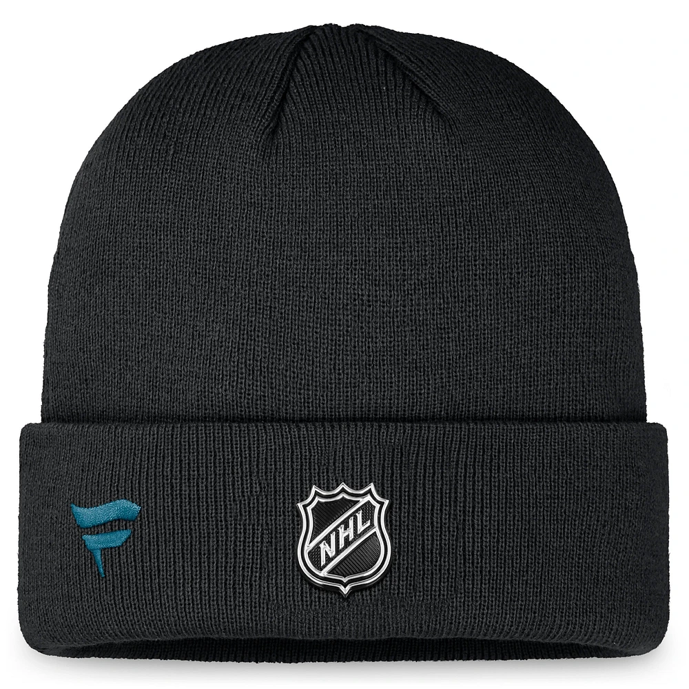 Men's Fanatics Black San Jose Sharks Authentic Pro Training Camp Cuffed Knit Hat