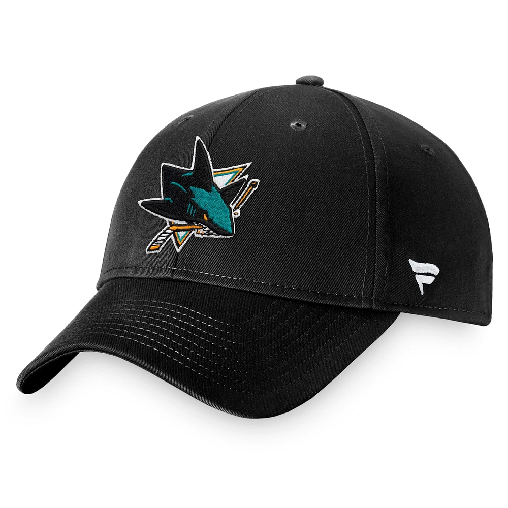 Casquette réglable noire San Jose Sharks Core Fanatics pour hommes