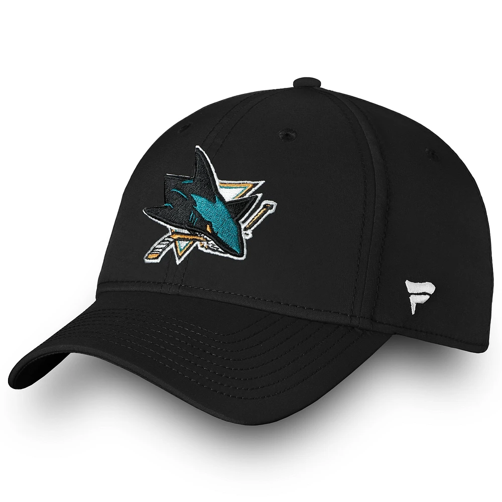 Casquette Fanatics noire San Jose Sharks Core Elevated Speed ​​Flex pour hommes