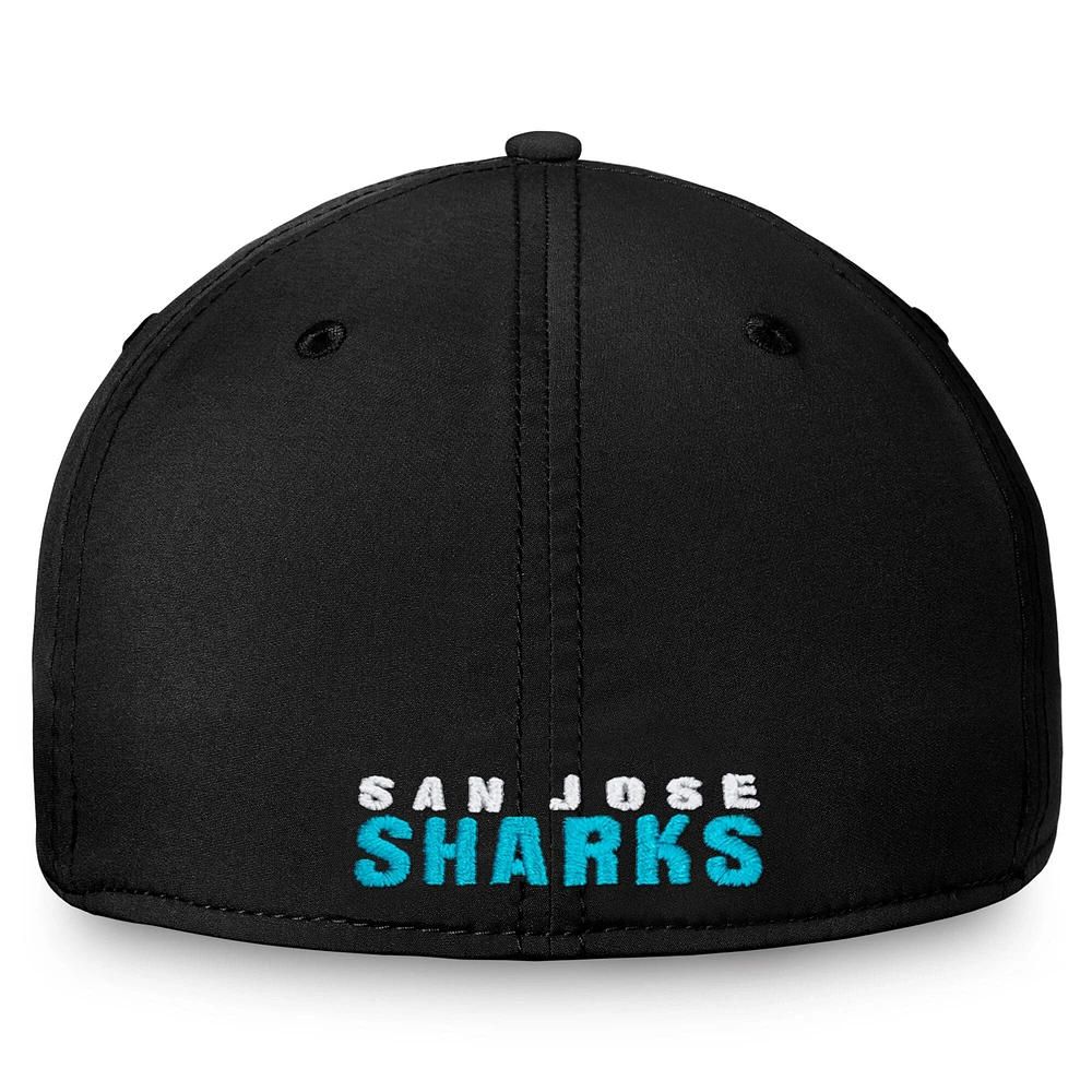 Casquette Fanatics noire pour homme avec logo principal et flex San Jose Sharks