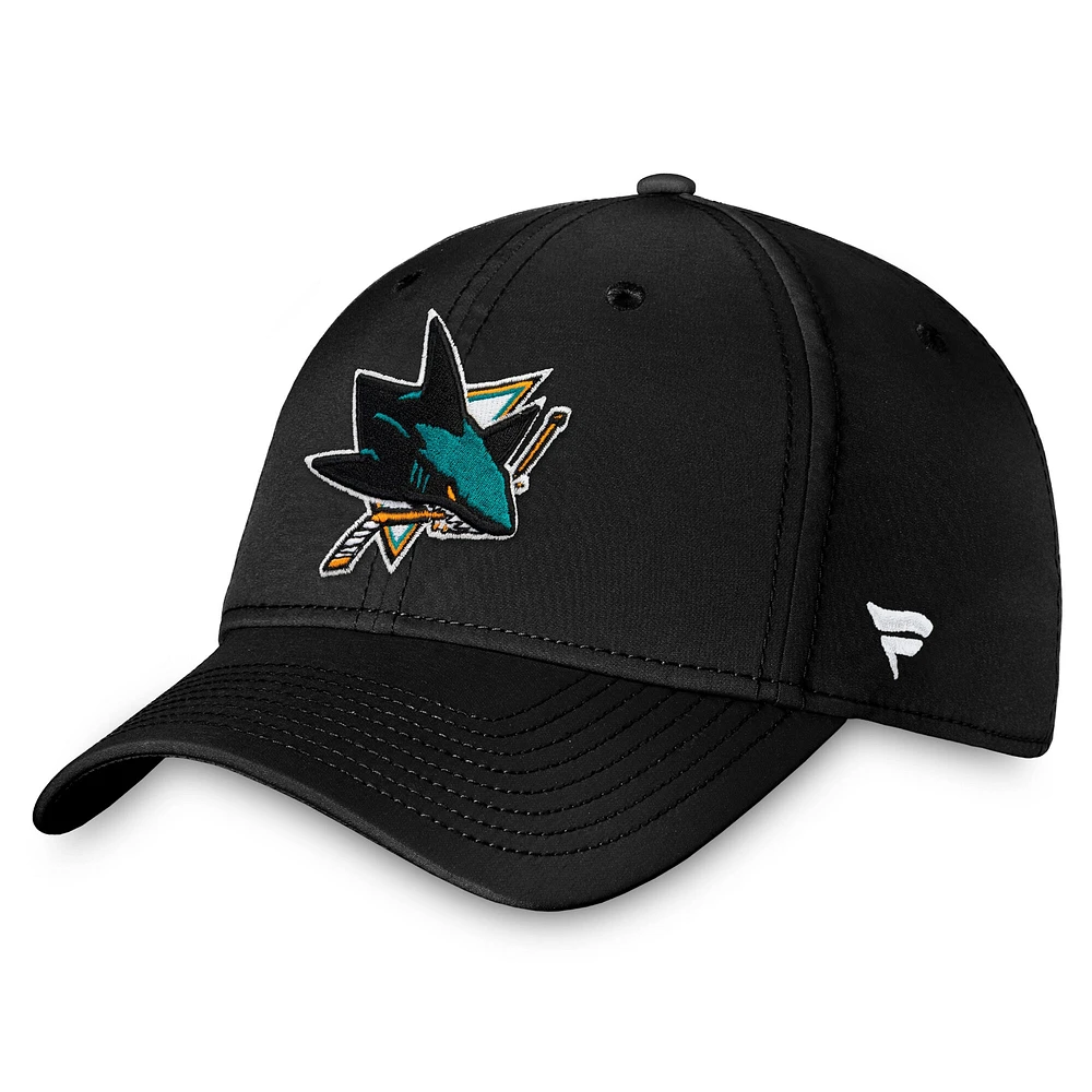 Casquette Fanatics noire pour homme avec logo principal et flex San Jose Sharks