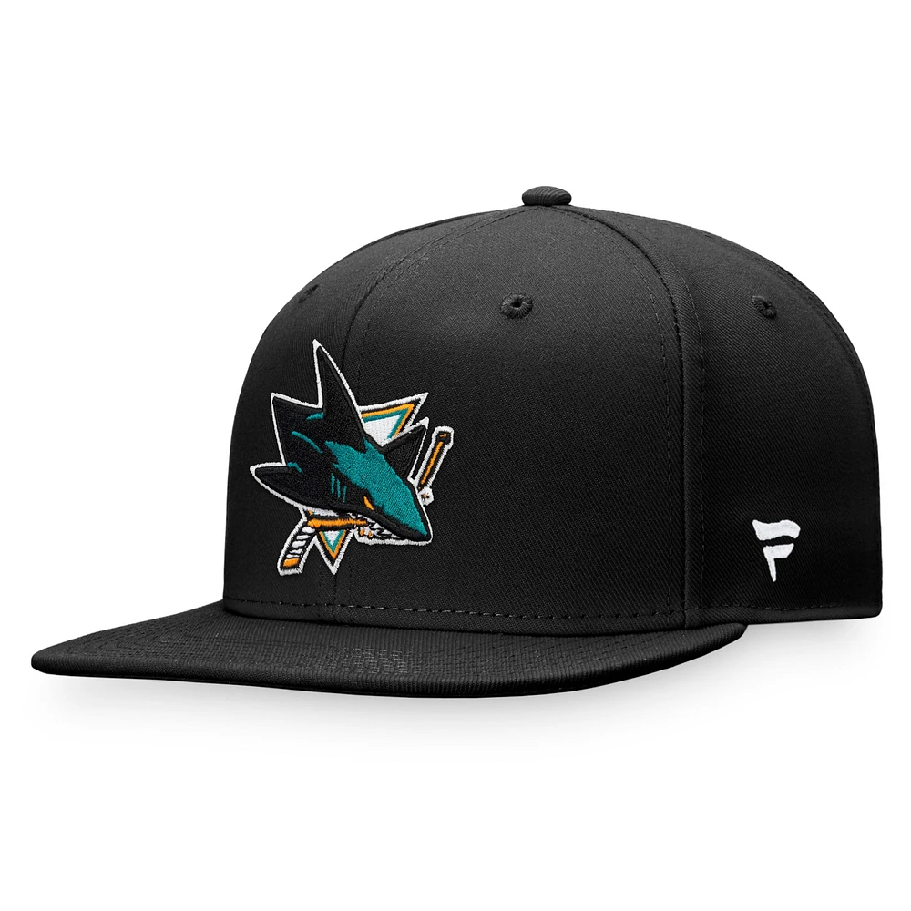 Casquette Snapback avec logo principal San Jose Sharks Fanatics noire pour hommes