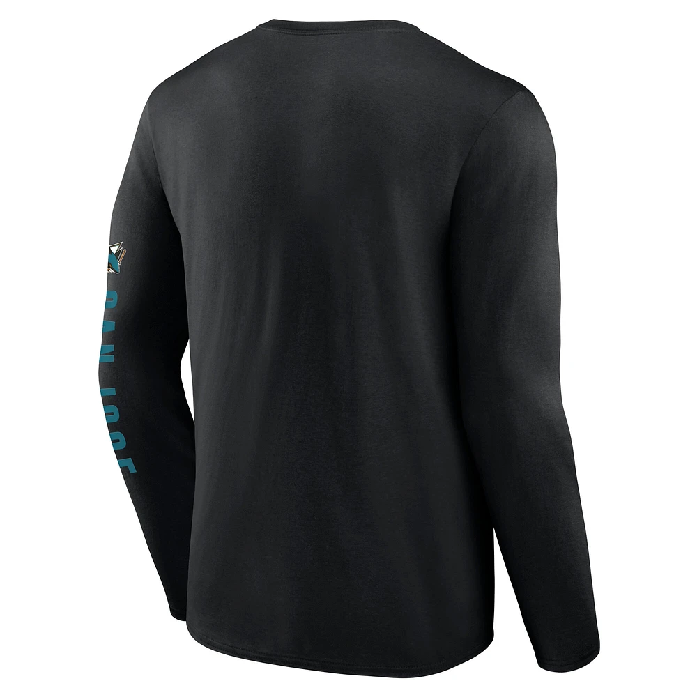 Men's Fanatics Black San Jose Sharks Headline Long Sleeve T-Shirt