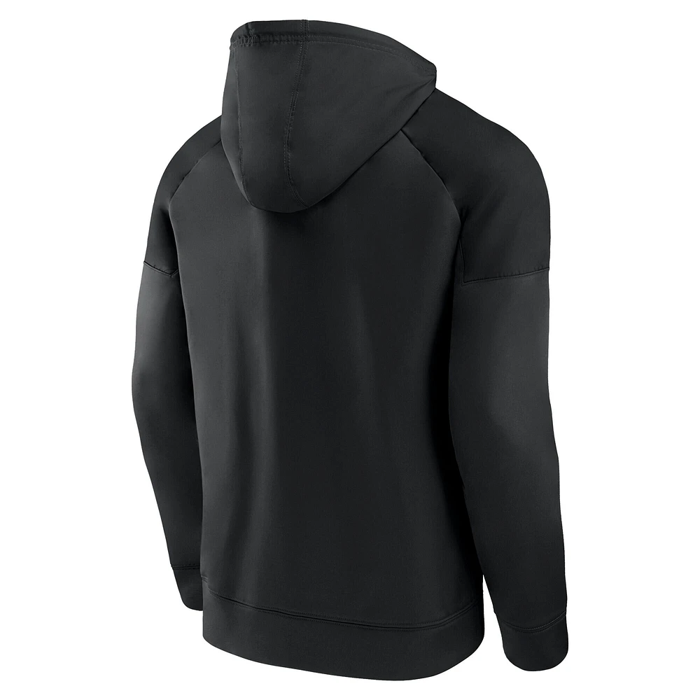 Men's Fanatics  Black San Jose Sharks Iconic Defender Raglan Pullover Hoodie
