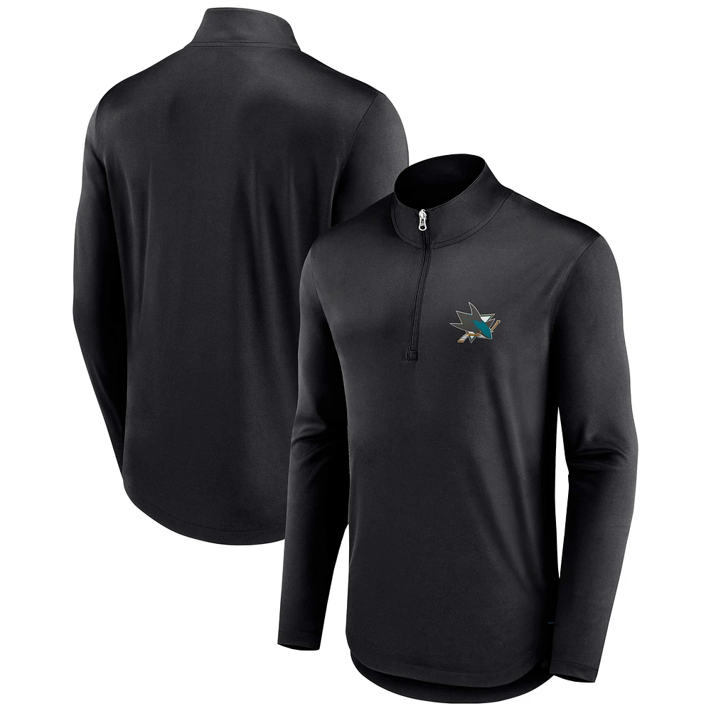 Haut noir à quart de zip Tough Minded Fanatics pour hommes des Sharks San Jose