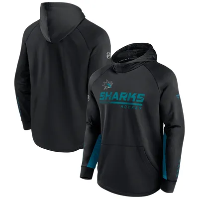 San Jose Sharks Fanatics Branded Authentic Pro Alternate Logo Locker Room Raglan Pullover Hoodie - Black