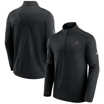 San Jose Sharks Fanatics Branded Authentic Pro Travel and Training Quarter-Zip Jacket - Black