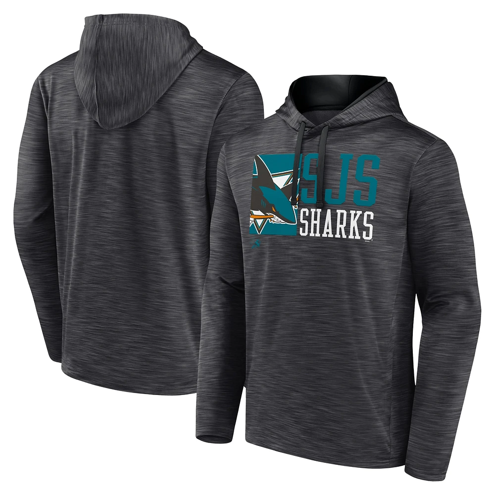 Men's Fanatics Charcoal San Jose Sharks Never Quit Pullover Hoodie