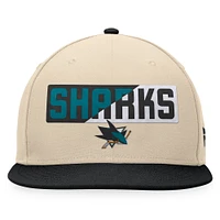 Casquette Snapback Goalaso San Jose Sharks Fanatics crème/noir pour hommes