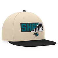 Casquette Snapback Goalaso San Jose Sharks Fanatics crème/noir pour hommes