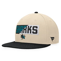 Casquette Snapback Goalaso San Jose Sharks Fanatics crème/noir pour hommes