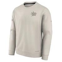 Sweat-shirt en polaire authentique Pro Road Fanatics pour homme de couleur crème San Jose Sharks