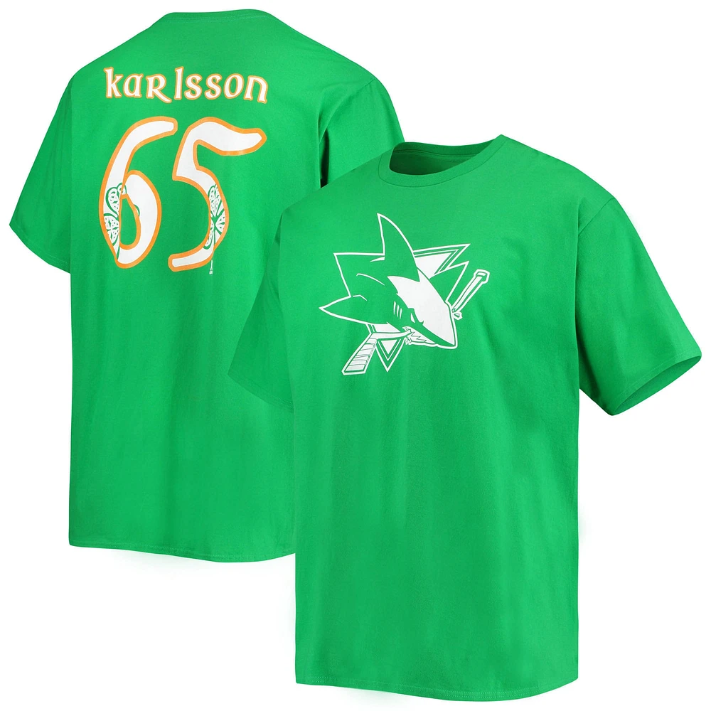 Fanatics pour hommes Erik Karlsson Kelly Green San Jose Sharks T-shirt avec nom et numéro de la Saint-Patrick