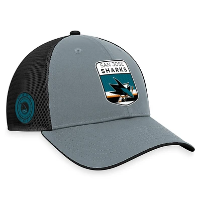 Casquette ajustable Authentic Pro Home Ice Trucker Fanatics pour hommes, gris/noir, San Jose Sharks