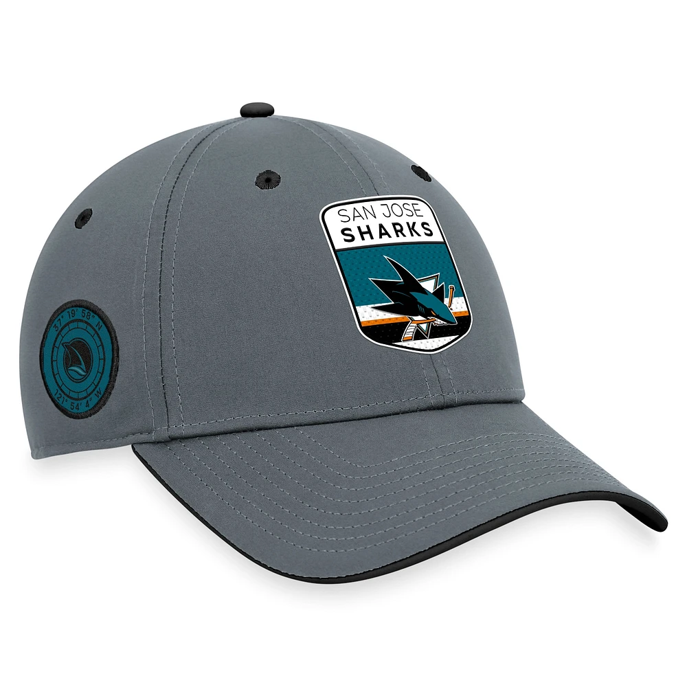 Casquette Fanatics grise pour homme San Jose Sharks Authentic Pro Home Ice Flex