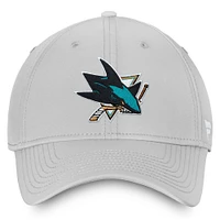 Casquette Fanatics Core Flex grise avec logo principal des Sharks de San Jose pour hommes