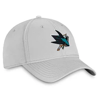 Casquette Fanatics Core Flex grise avec logo principal des Sharks de San Jose pour hommes